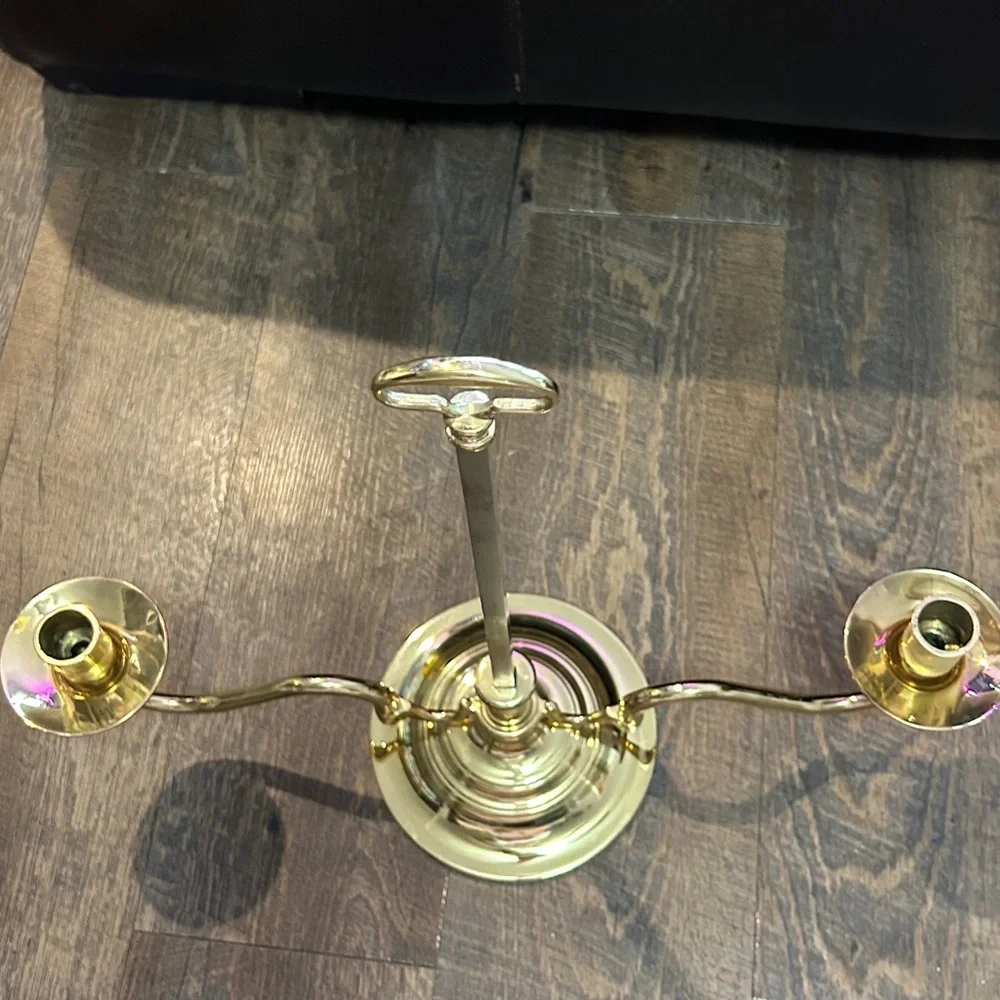 Vtg Baldwin Brass Double Serpentine Candelabra‎ Candle Holder 15.75